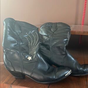 Vintage black western cowboy boots
